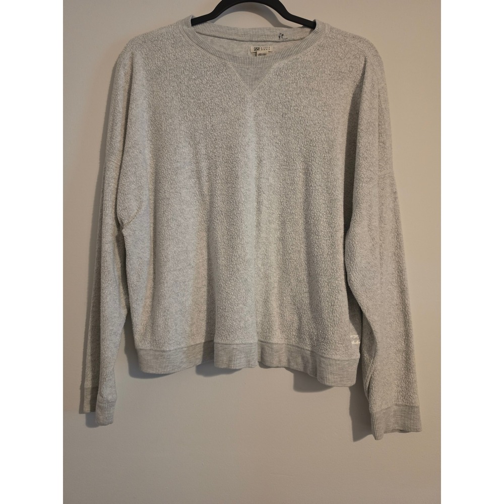 Billabong Pullover Women M Gray Viscose Blend Bouclé Coastal Minimalist Sweater